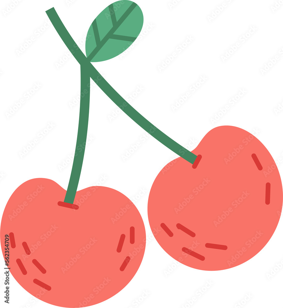 cherry with leaf flat style cherry with leaf flat style