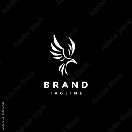 Simple Bold Crow Logo Design. Bold Crows Stripes Spreading Its Wings Silhouette Logo Design.
