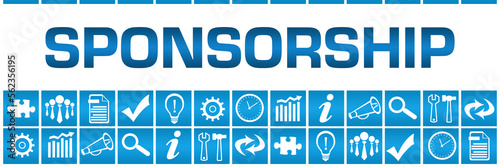 Sponsorship Blue Box Grid Business Symbols 