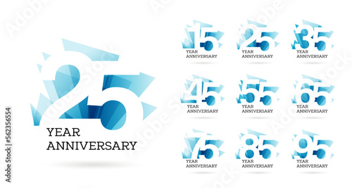 Fotografia Set fifteen to ninety-five years anniversary logo design, celebrate anniversary