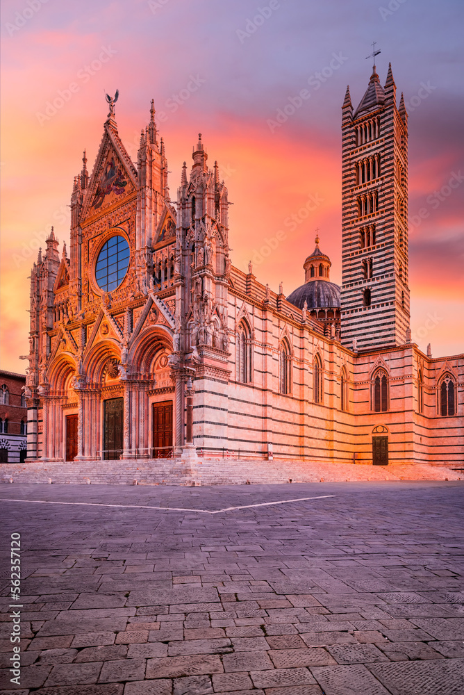 Siena, Italy - Duomo di Siena morning twilight, travel in Tuscany.
