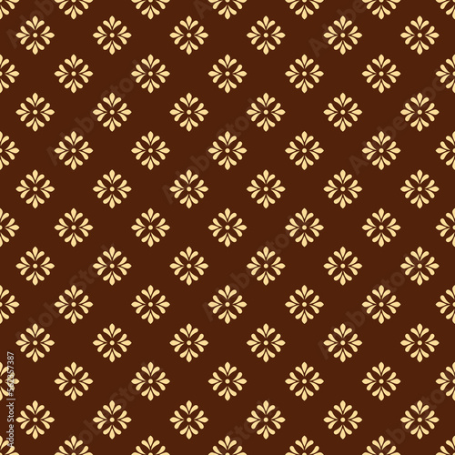 Flower geometric pattern. Seamless vector background. Gold and browm ornament. Ornament for fabric, wallpaper, packaging. Decorative print