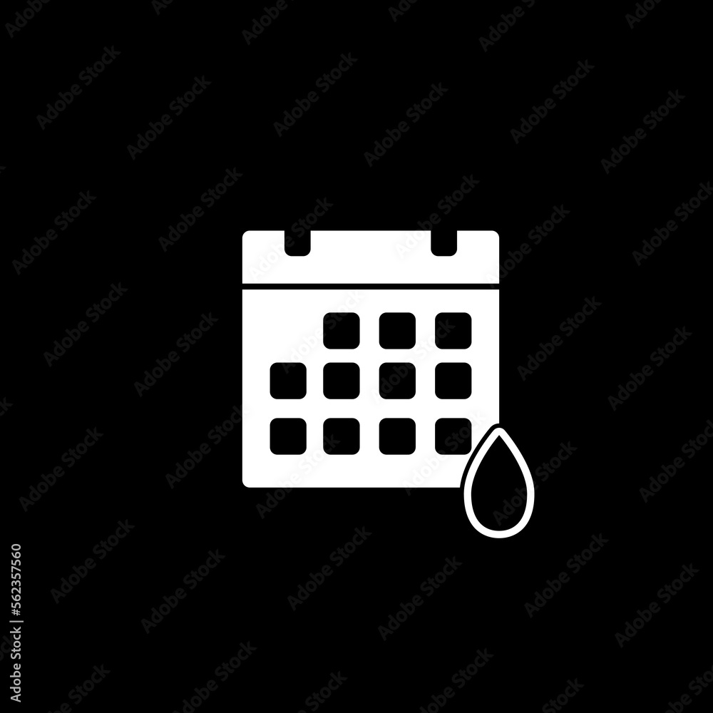 Menstruation Calendar Icon isolated on black Menstruation Calendar Icon isolated on black