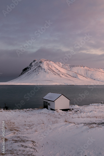 A house in Iceland during sunrise - Iceland - Winter