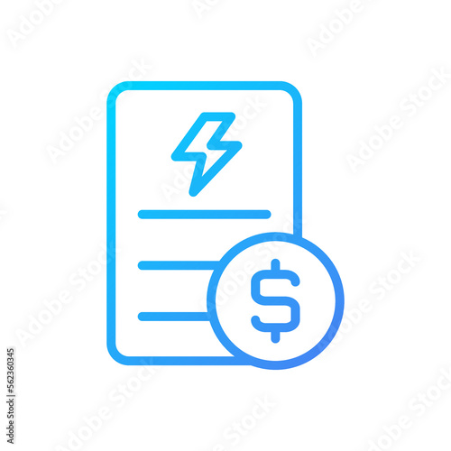 Electricity bill pixel perfect gradient linear vector icon. Public utility service payment. Debt for utilities usage. Thin line color symbol. Modern style pictogram. Vector isolated outline drawing