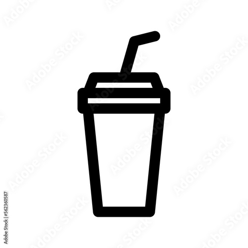 Soft drink cup with straw outline icon. Beverage line sign. Editable stroke. Vector graphics