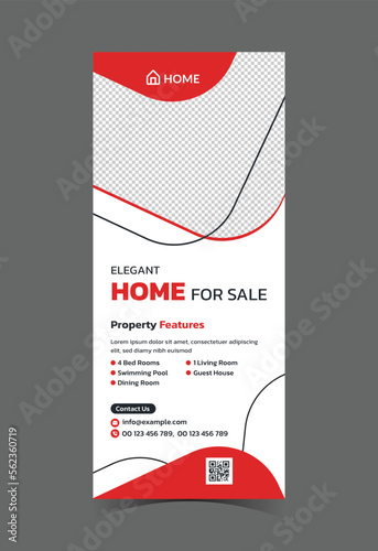 Roll up banner for real estate, home for sale real estate roll up banner, pull up banner template