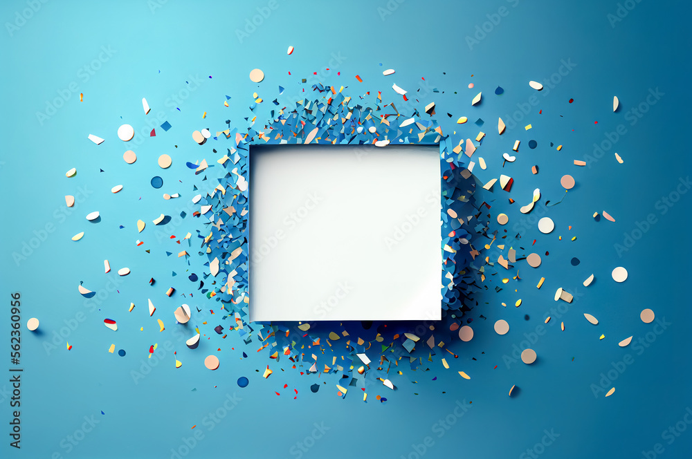 custom made wallpaper toronto digitalFestive background with blue confetti and serpentine.  Generative AI