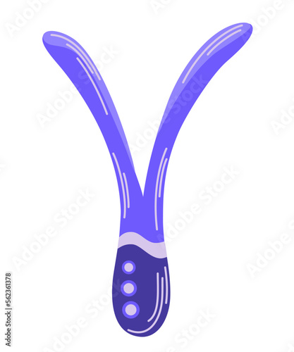 Vibrator sex toy doodle icon. Cute sex toy. Erotica excitement for adult male female. Modern flat vector illustration on white background.