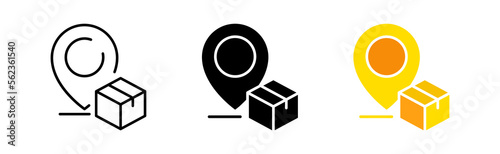 Delivery address icons set. Parcel, recipient, box, world, goods, services, transportation, sending, reliability, service, waiting, delivery date. truck concept. vector line icon in different styles