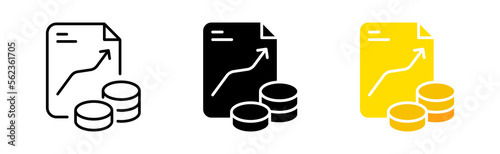 Investment icons set. Work, businessman, employee, diplomat, team, money, capital, stocks, accounting. business concept. vector line icon in different styles