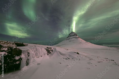 Kirkjufell Mountain with Northern lights - Iceland - Winter
