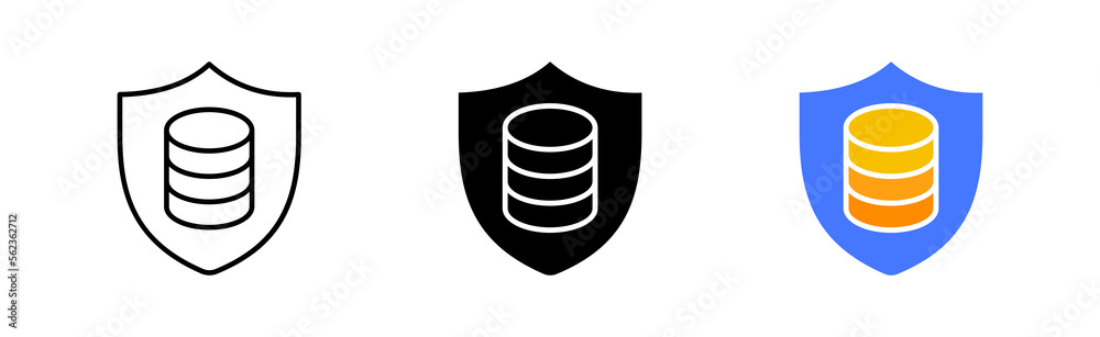 Reliability investment icons set. Shield, money, coins, investment, earnings, work, contract, credit, services. Business concept. Vector line icon in different styles Reliability investment icons set. Shield, money, coins, investment, earnings, work, contract, credit, services. Business concept. Vector line icon in different styles