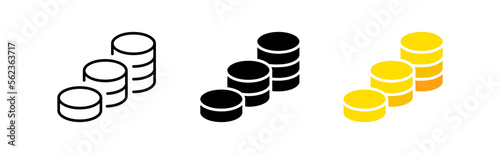 Profit icons set. Coins, earnings, business, investments, salary, taxes, bank, credit, wallet, currency. finance concept. vector line icon in different styles