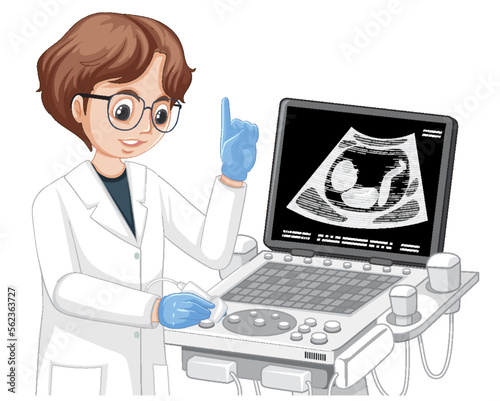 Doctor using ultrasound scanning machine