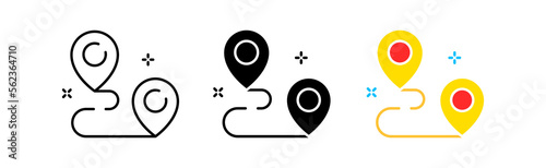 GPS icons set. Tourist, travel, navigation, path, flag, label, direction, Map, continents, continent, cartography, environment. tourism concept. vector line icon in different styles
