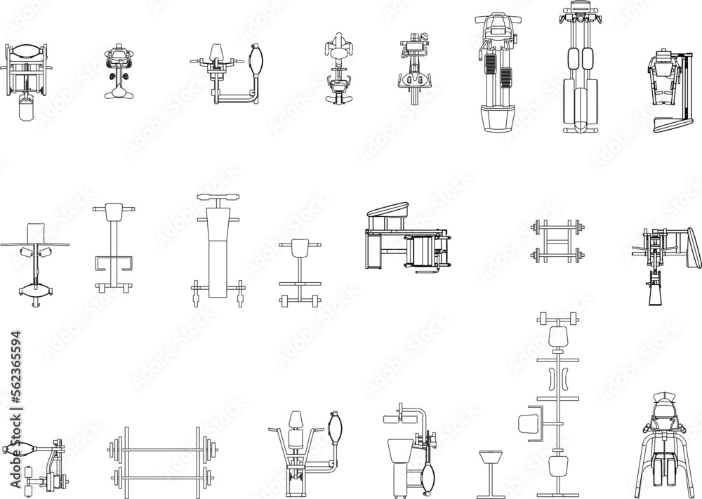 sketch vector illustration of gym equipment in sports center sketch vector illustration of gym equipment in sports center