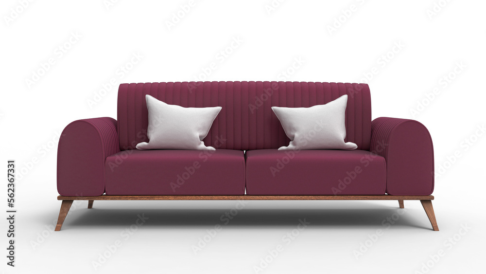 memo sofa front view with shadow 3d render memo sofa front view with shadow 3d render