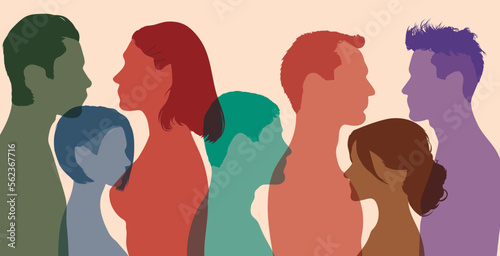 Concept of racial equality. Diversity multi-ethnic peoples. Men and women of diverse culture. 