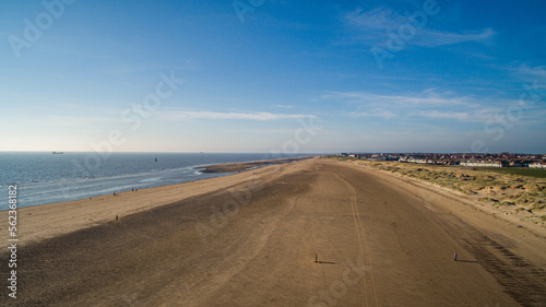 Drone photo of Crosby beach, Liverpool, UK
