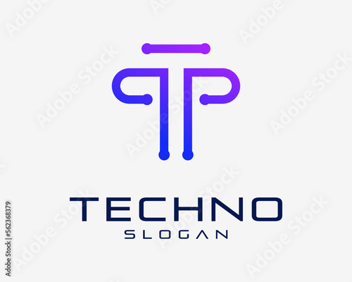 Letter T Circuit Technology Digital Connection Tech System Network Line Modern Vector Logo Design