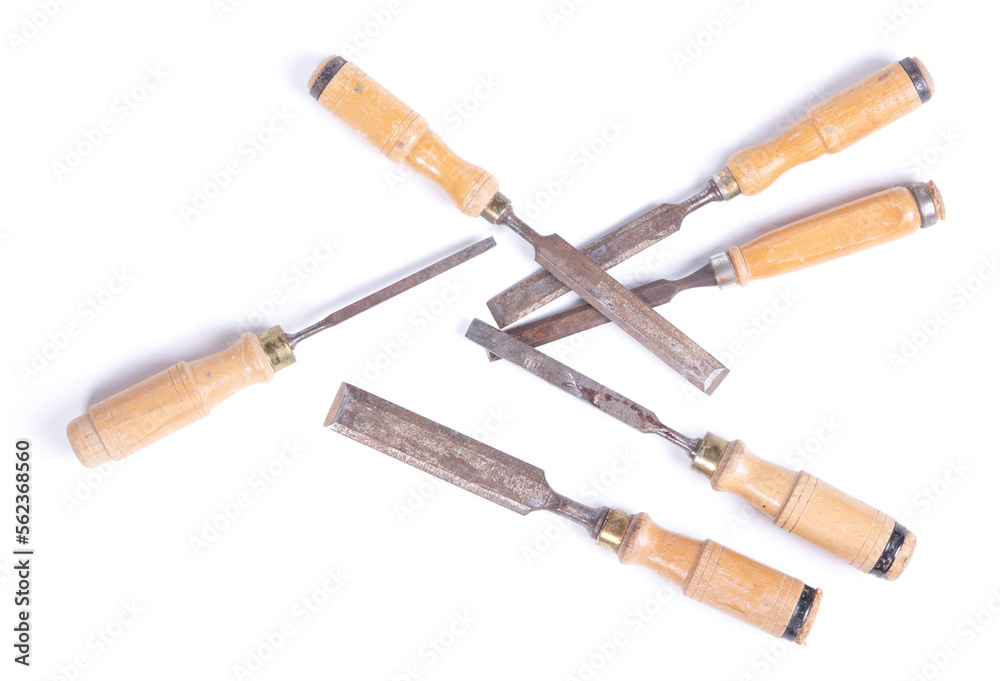 Fototapeta premium Wood chisels isolated on white background