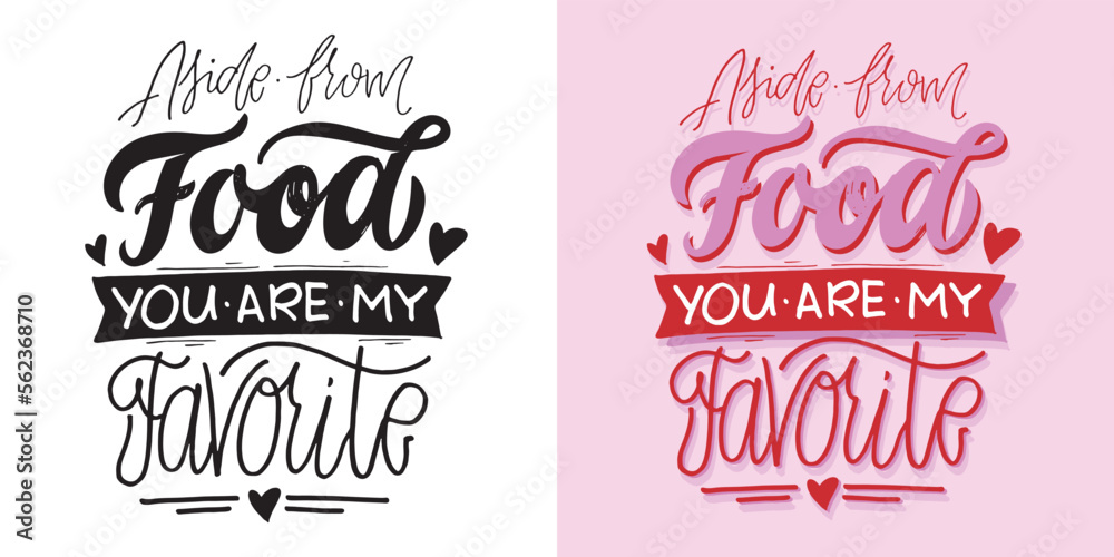 Lettering postcard about love. Happy Valentine'day card - hand drawn doodle lettering postcard. Heart, be mine. Vector