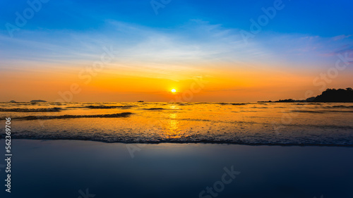 Beautiful sunrise on the beach and sea Holiday Vacation concept