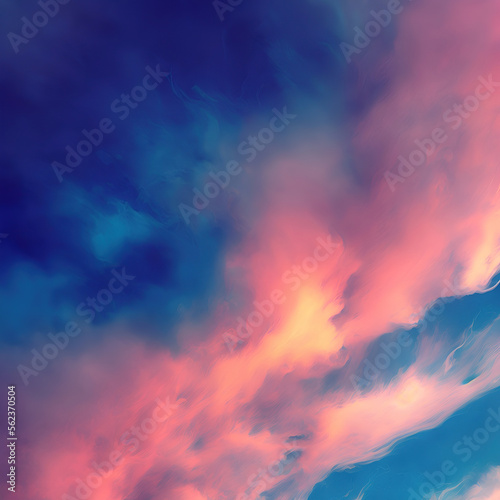 Abstract blue background, colorful cloud and sky, watercolor paint texture created with Generative AI technology