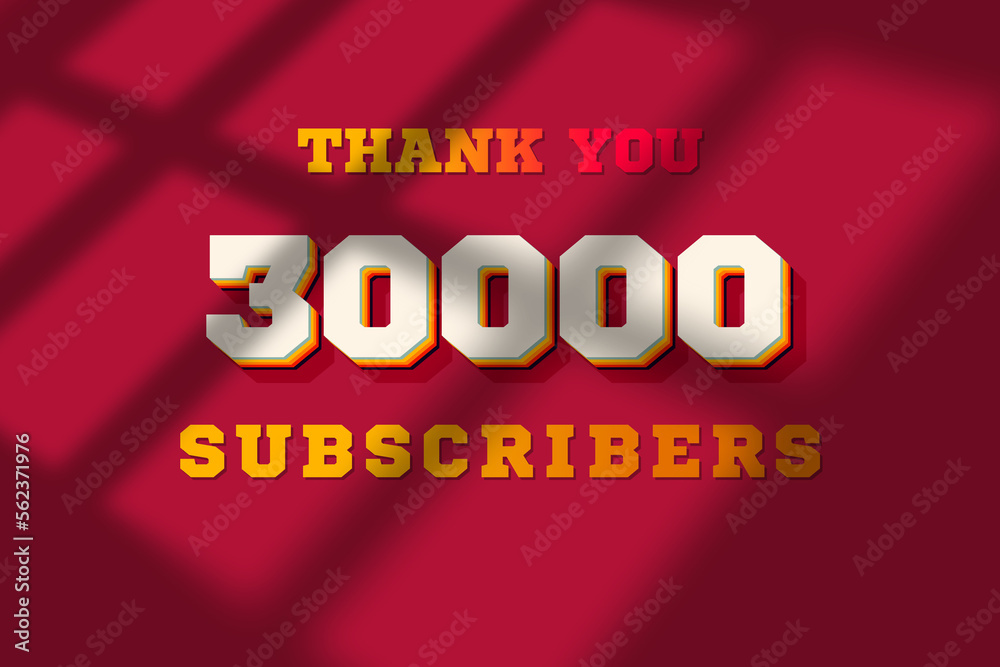 30000 subscribers celebration greeting banner with Retro 2 Design