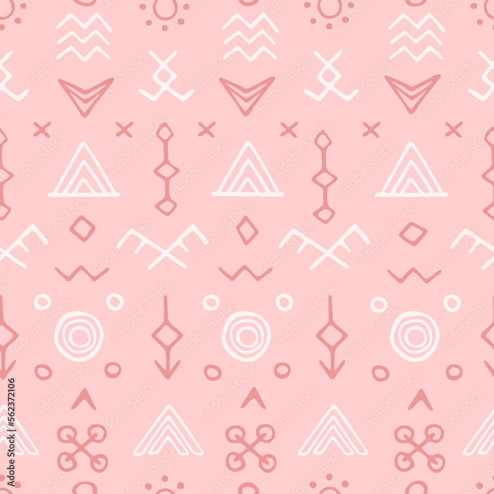 Vector seamless tribal pattern with hand drawn elements. Cute boho design for textile, wallpaper, wrapping paper. Vector seamless tribal pattern with hand drawn elements. Cute boho design for textile, wallpaper, wrapping paper.