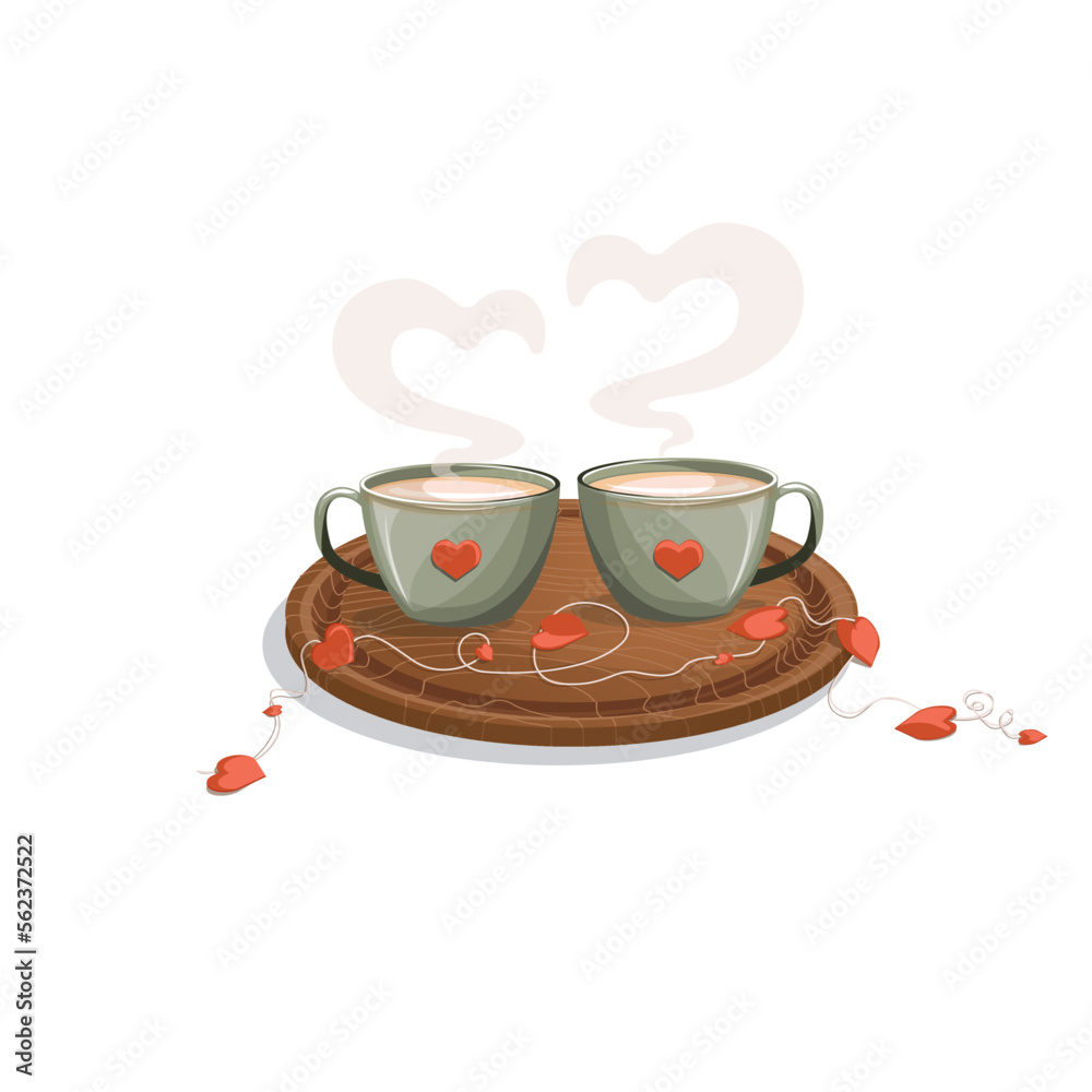 Fototapeta premium Vector image in retro style of cups for lovers. Cartoon style. EPS 10