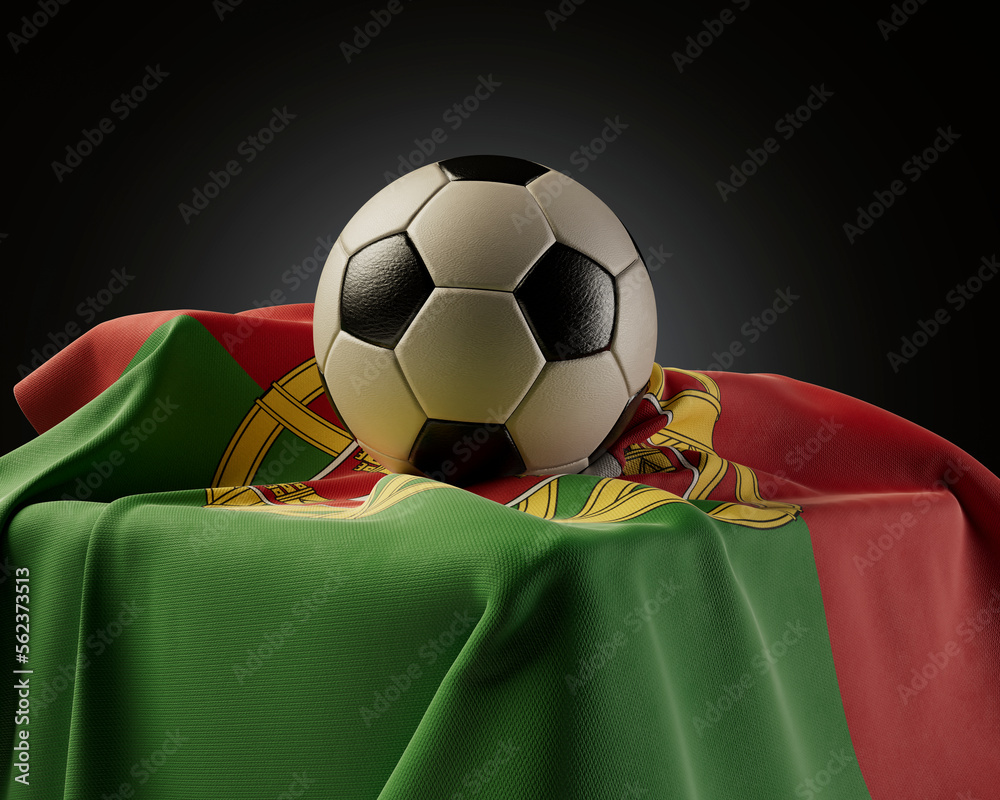 Fototapeta premium Soccer Ball And Portugal Flag