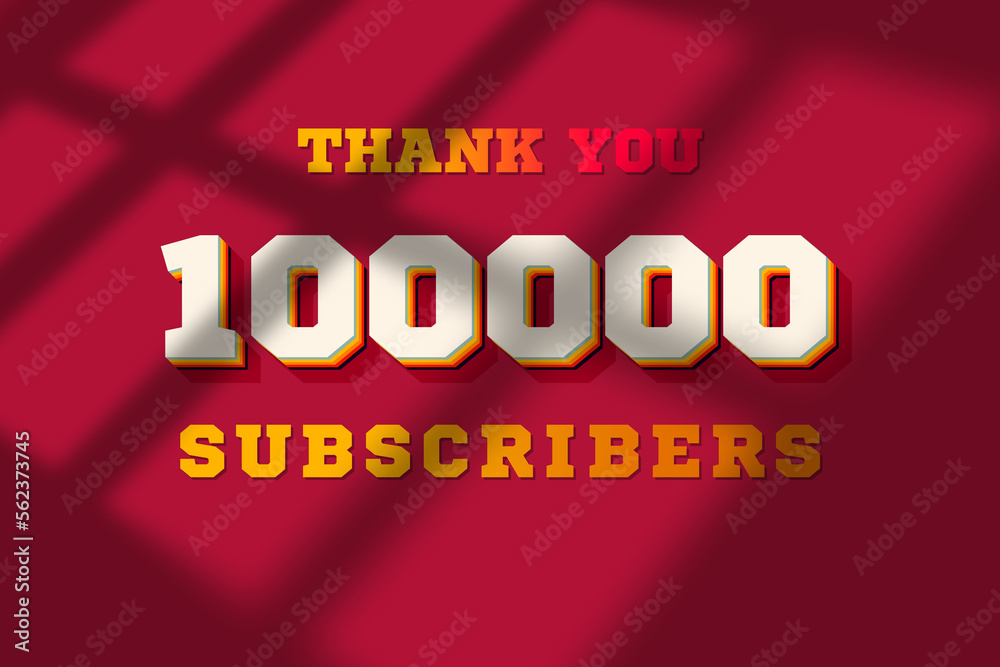 100000 subscribers celebration greeting banner with Retro 2 Design