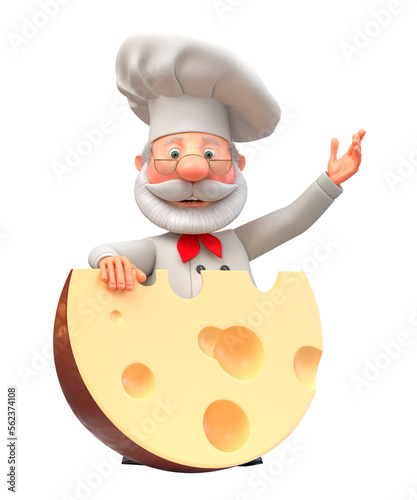 3d illustration cook with cheese