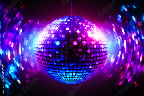 Mirror disco ball for dance party glitter background. Disco ball background for postcard or as design element, Generative AI.