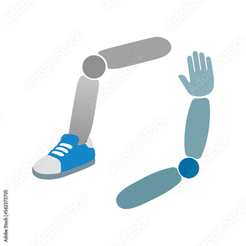 Mechanical Arm and leg vector emoji sign icon design.