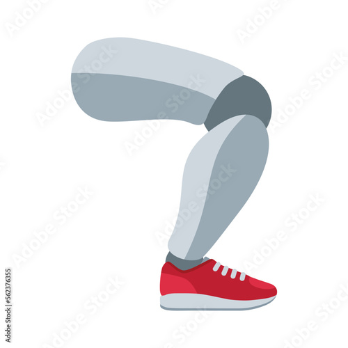 Mechanical leg vector icon emoji design. Isolated prosthetic foot label sign