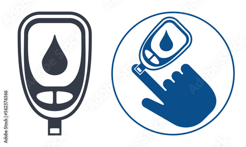 Diabetes testing flat icon with glucometer
