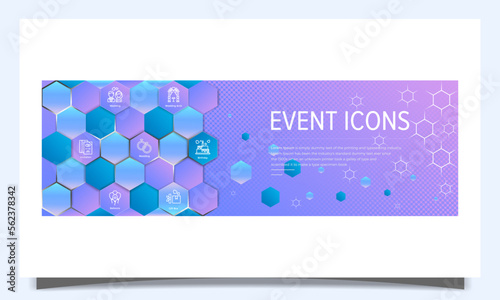 Event icon set, web header banner