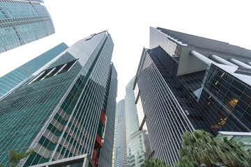 Isolated PNG cutout of a modern cityscape on a transparent background, ideal for photobashing, matte-painting, concept art