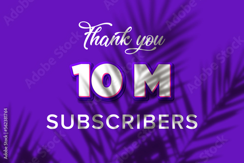 10 Million subscribers celebration greeting banner with Purple and Pink Design