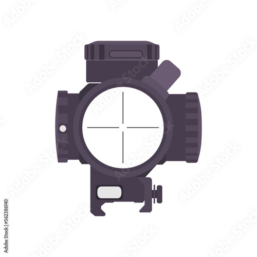 Tactical Scope Flat Illustration. Clean Icon Design Element on Isolated White Background