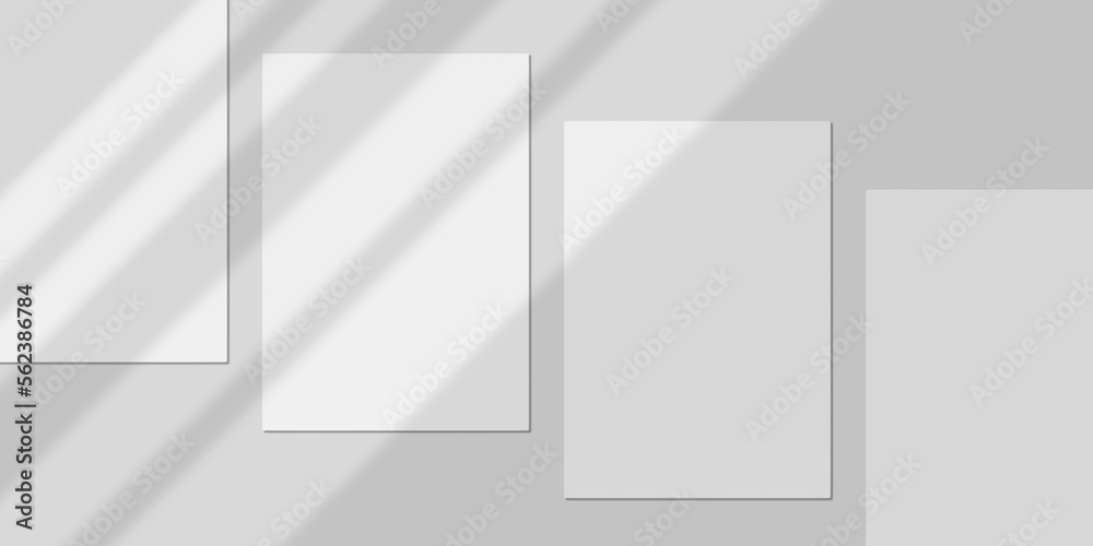 Realistic Blank Paper with Shadow Overlay for Mockup. 3D Render. Stock ...