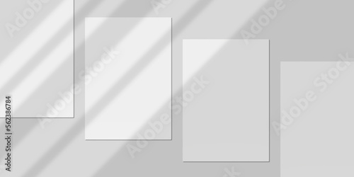 Realistic Blank Paper with Shadow Overlay for Mockup. 3D Render.