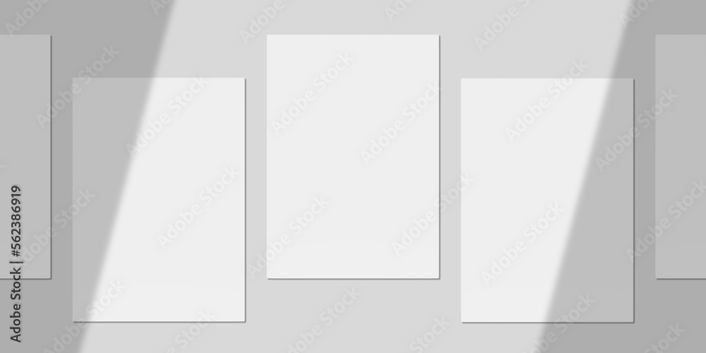Realistic Blank Paper with Shadow Overlay for Mockup. 3D Render.