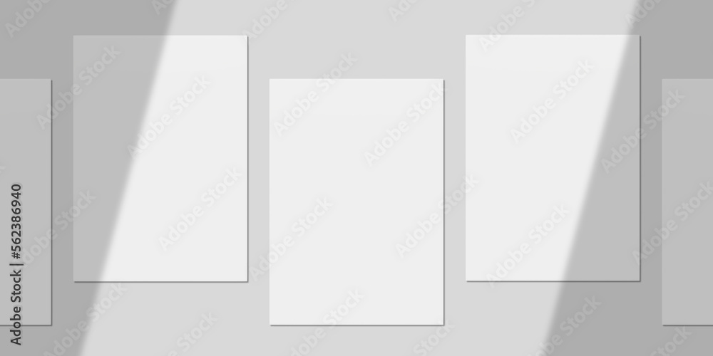 Realistic Blank Paper with Shadow Overlay for Mockup. 3D Render. Stock ...