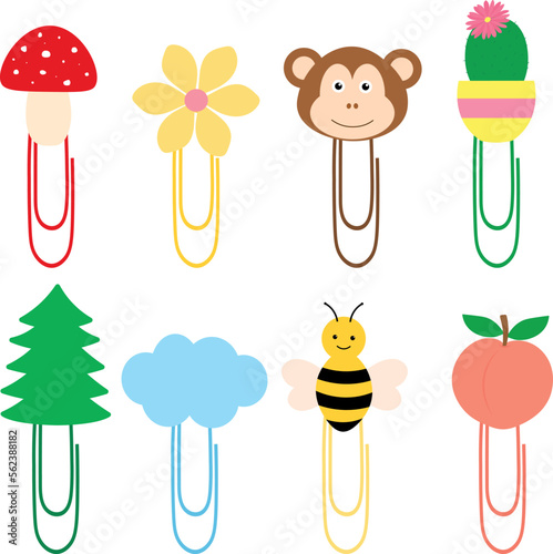 Set paperclip bookmark vector illustration