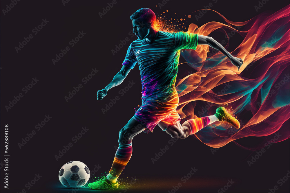 Captivating and Dynamic Illustration of a Soccer Player Showcasing Their Skills in a High-energy Game Action (AI Generated) Captivating and Dynamic Illustration of a Soccer Player Showcasing Their Skills in a High-energy Game Action (AI Generated)