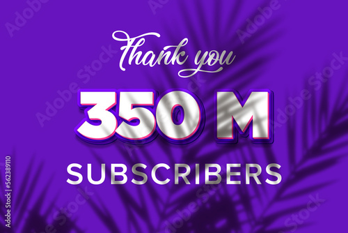 350 Million subscribers celebration greeting banner with Purple and Pink Design